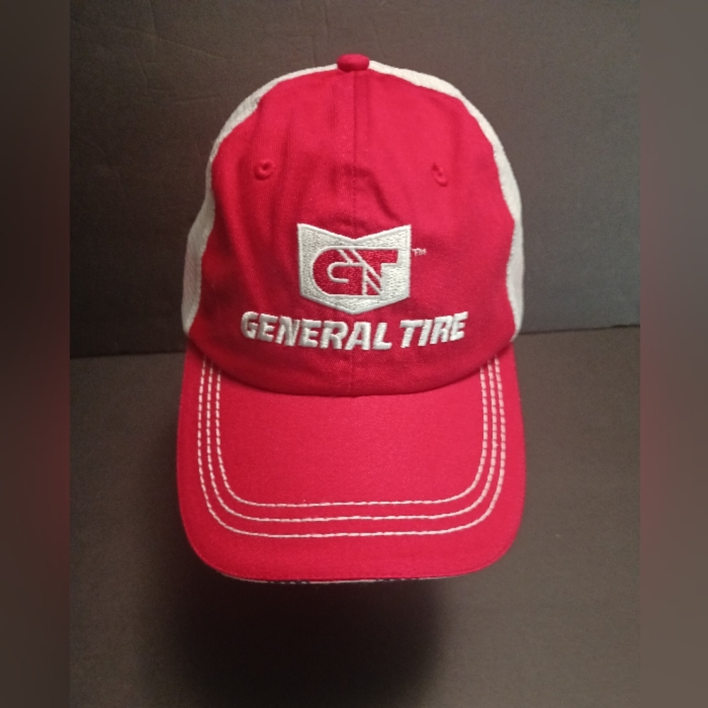 General Tire Red White Mesh Adjustable Trucker Hat NWOT